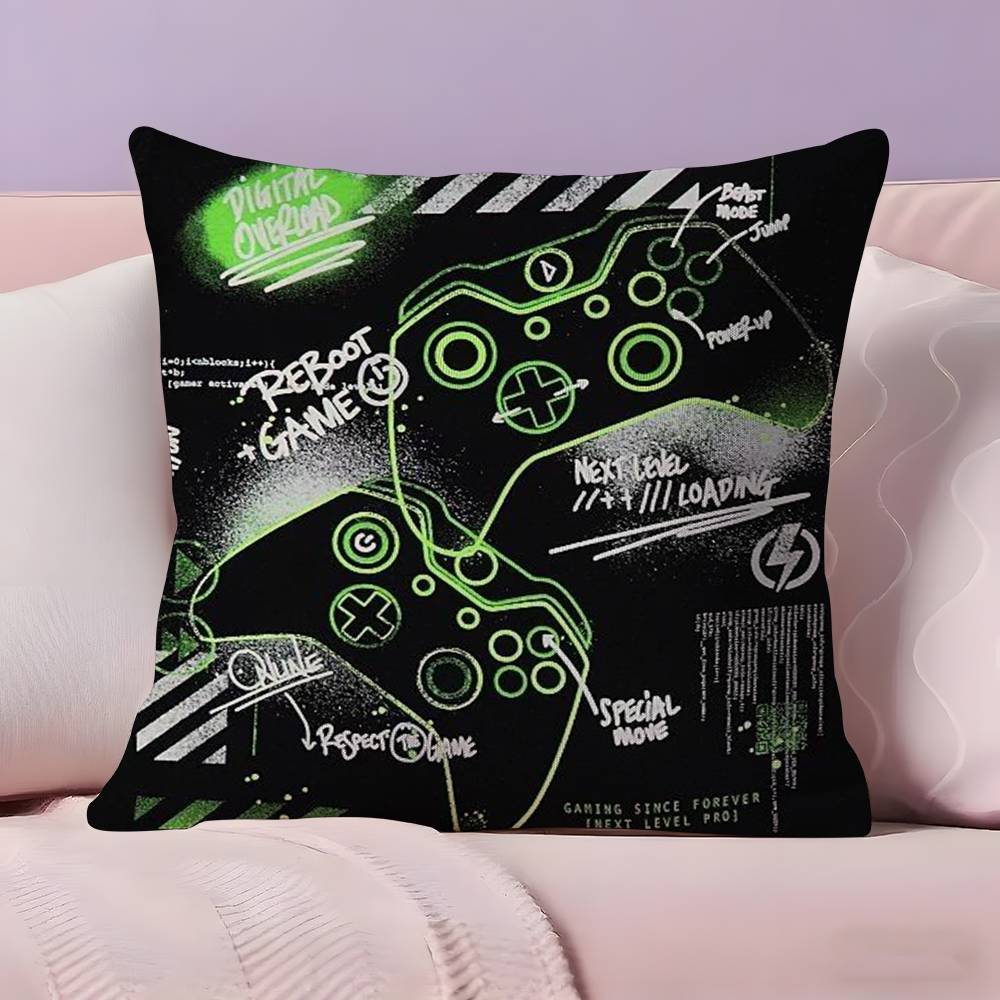 Colorful Graffiti Game Gamepad Pillow Case  Ultra Soft Skin Friendly Fabric Cloud Like Comfort & Concealed Zipper