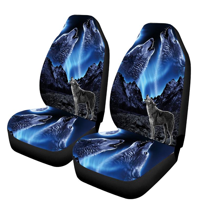 Night Wolf Printed Seat Cover, Comfortable Decoration Set, Car Protector Accessories, Easy To Install, Suitable for Most Cars