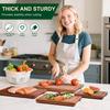 Set of 4 Non-Toxic Solid Sapele Wood Cutting Boards with Holder and Juice Grooves for Kitchen