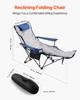 Reclining Camping Chair, 4 Adjustable Positions, Portable Folding Lounger for Adults, Mesh Beach Chair with Footrest & Plush Cushion, Supports 220