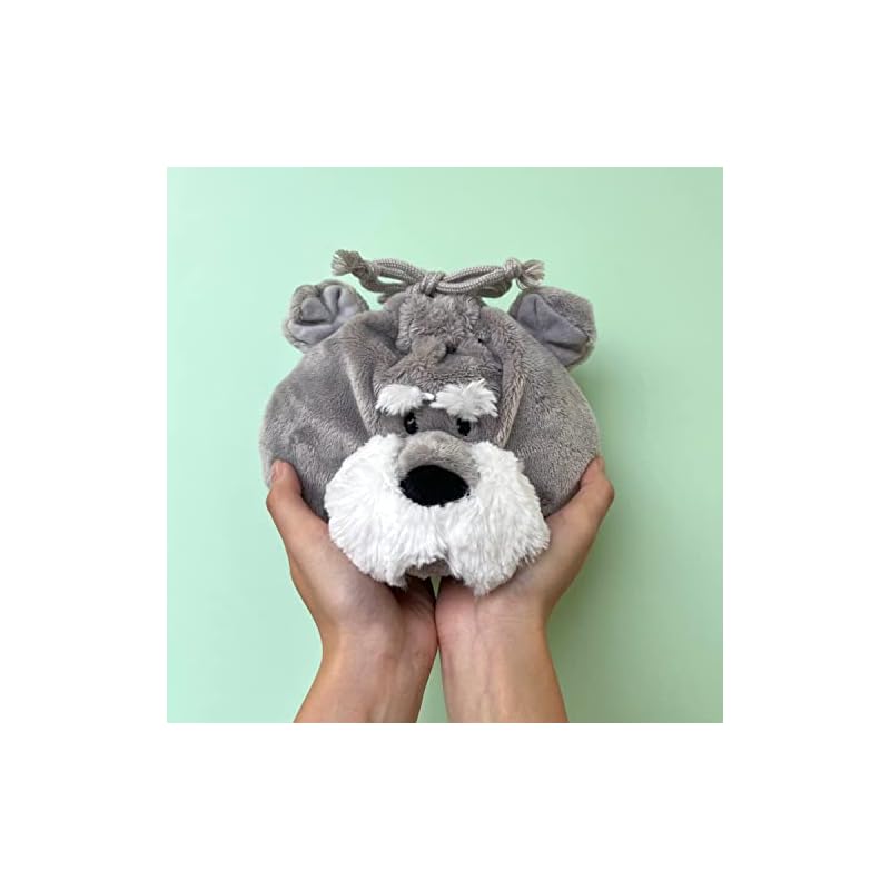 NICI Schnauzer Figure Face Pouch, Made In Germany, Plush Toy, Gift, Face Pouch, Drawstring, Schnauzer, Dog, Pet, 3090464