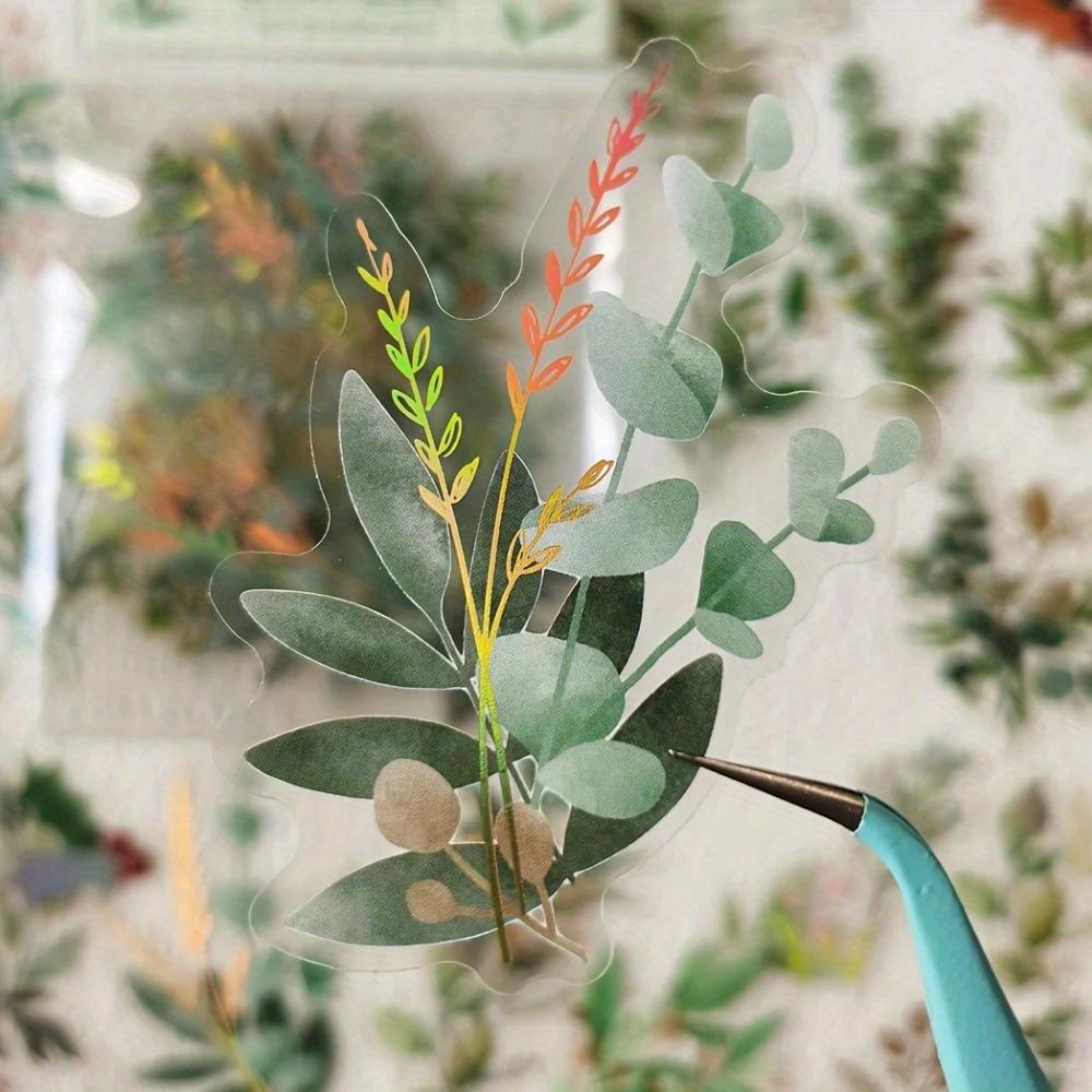 40pcs/set Vintage Gilding Green Leaf Flower Notebook Decorative Stickers Decorative Stickers For Scrapbooking Label Diary