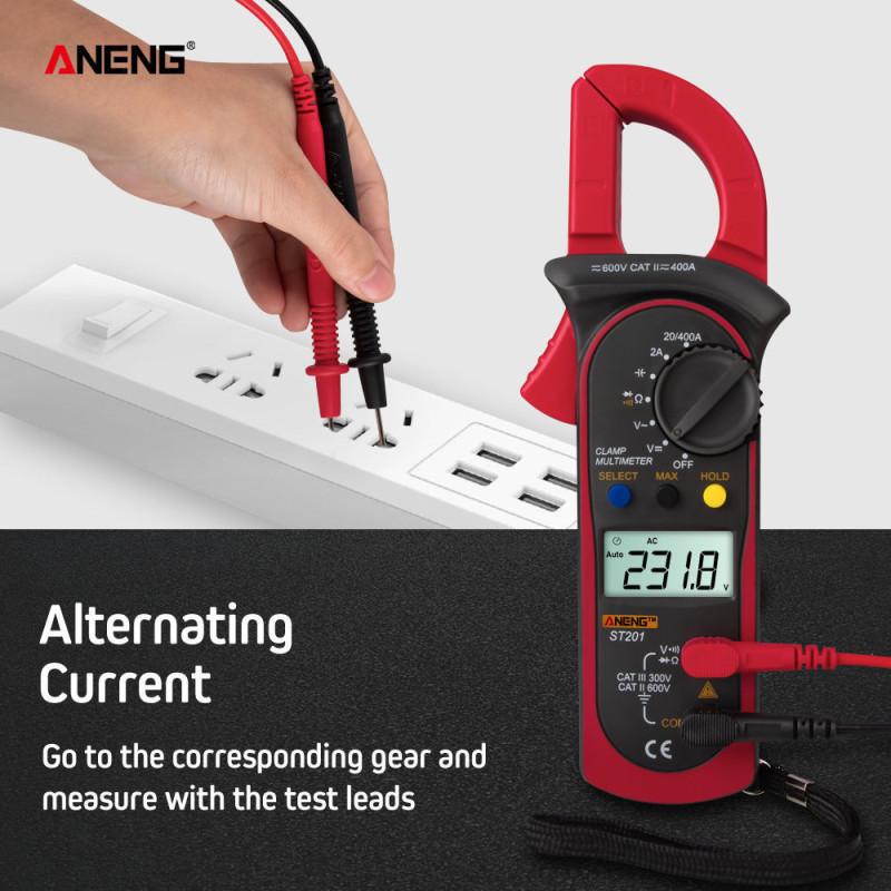 ANENG ST201 Digital Clamp Multimeter Ammeter Transistor Tester Voltage Tester Red Color