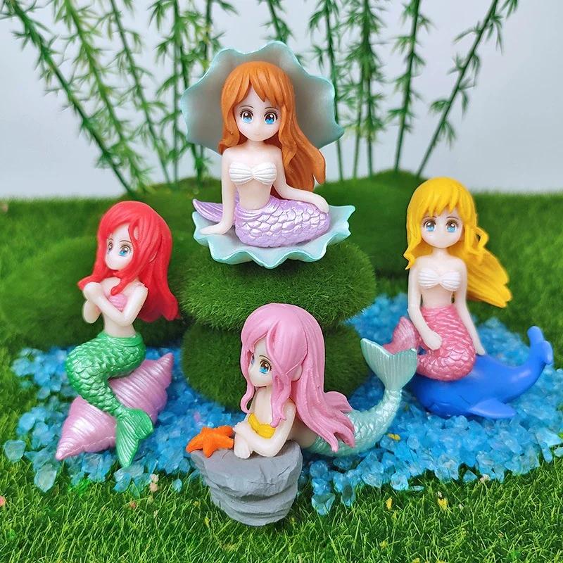 Beautiful Mermaid Aquarium Decorations Colorful Cartoon Mermaid Figurine Fish Tank Ornaments Desk Decorations