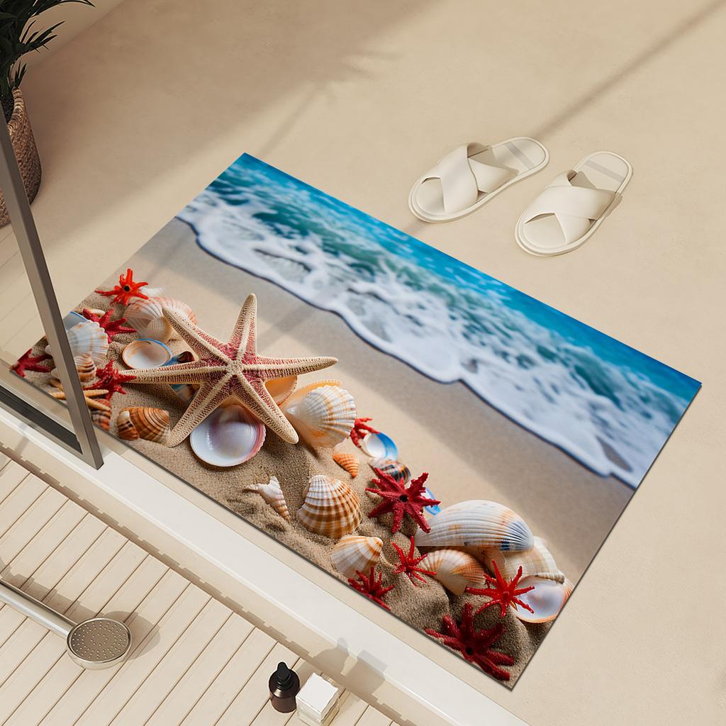 Ocean Bathroom Bath Mat Absorbent Foot Mats Non-slip Quick Dry Bathroom Carpet Shower Rugs Toilet Pad Doormat Washable
