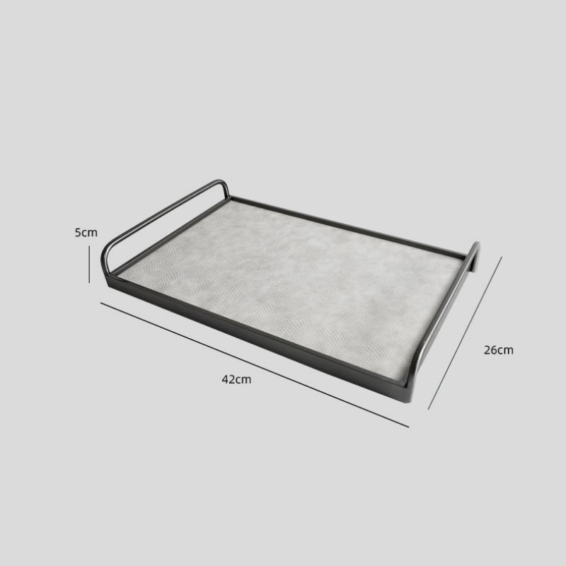 Metal Decorative Tray Leather Storage Tray Modern Minimalist Living Room Coffee Table Desk Organizer Home Decoration Storage