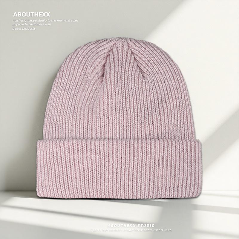 Solid Color Simple Knitted Hat for Women Autumn and Winter Warm Woolen Hat New Pullover Hat  Versatile Cold Hat for Men