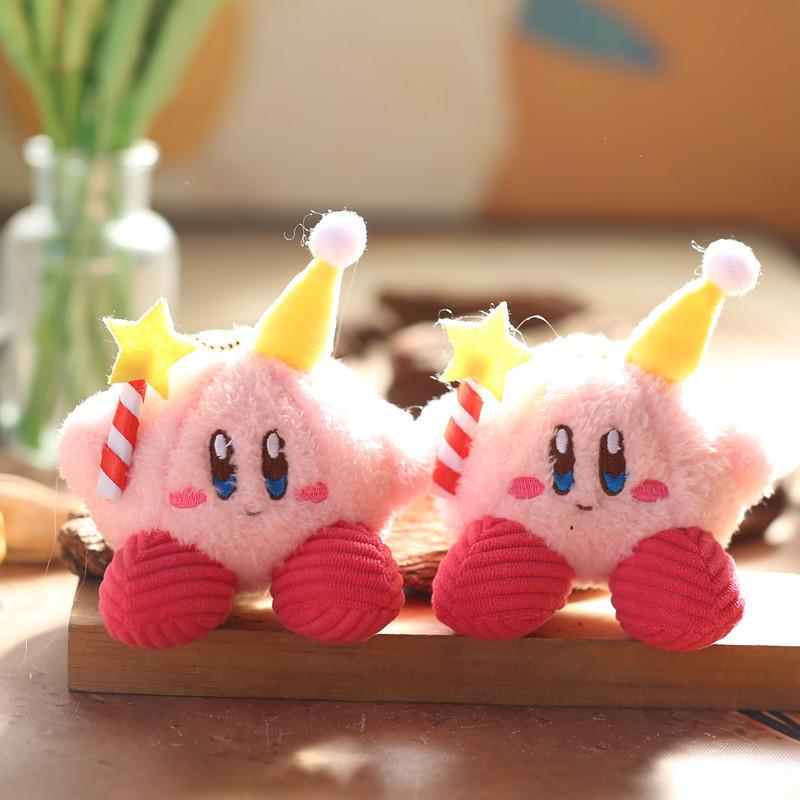 Adorable Birthday Kirby Plush Keychain Cute Soft Toy For Bags And Keyrings