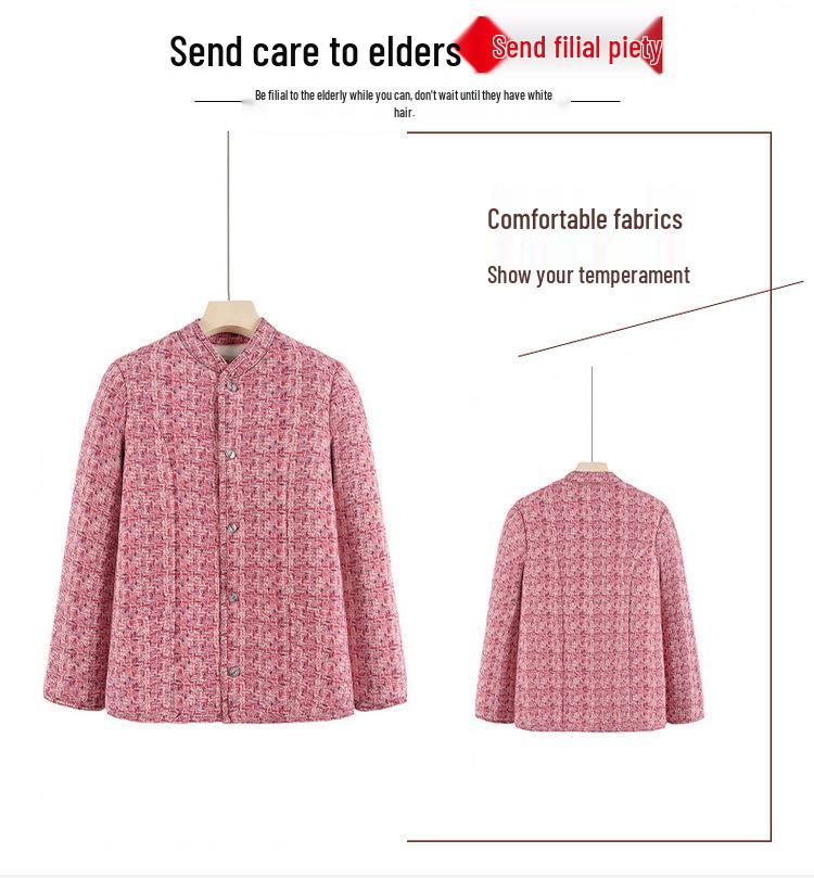 Hřejivý bavlněný kabát s podšívkou ze sametu pro ženy středního a staršího věku: Zimní volná bunda s ochranou pasu z velbloudí vlny