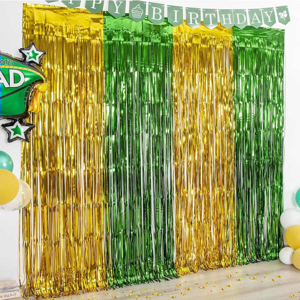 2Pack Blue Dog Foil Fringe Curtains Birthday Party Supplies 3.3x6.6ft Orange Blue Light Blue Tinsel Photo Booth Party Decoration