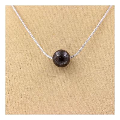Stones and Minerals. Necklace 1 Bronzite Bead 8 Mm Stainless Steel Chain.