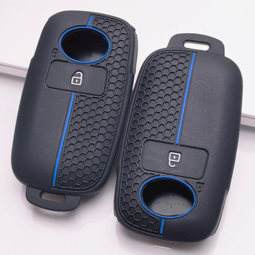 Soft Silicone Remote Key Case for Toyota Raize Veloz Avanza Wigo Rush Calya Sigra Agya Daihatsu Honeycomb Texture Racing Stripe Key Fob Protector