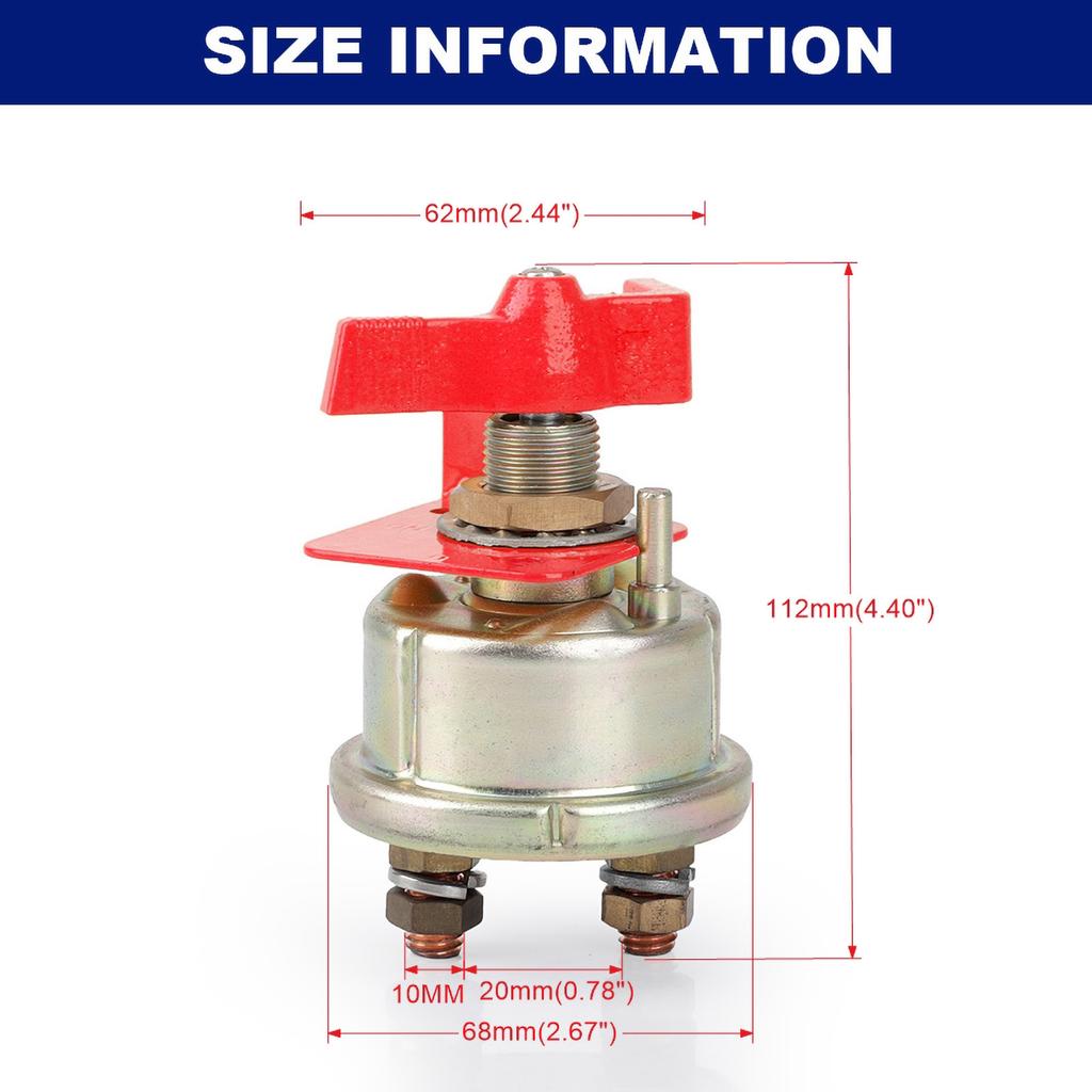 Isolator With Battery Switch Cut Off Rotating Marine Keyhole For Camper Boat Truck RV Car Universal 300A 12V Rotary