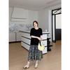 DIMANAF 2026 Plus Size New Dress Summer Women Beach Shirt Dress Black Floral Loose Casual Long Dresses O-Neck