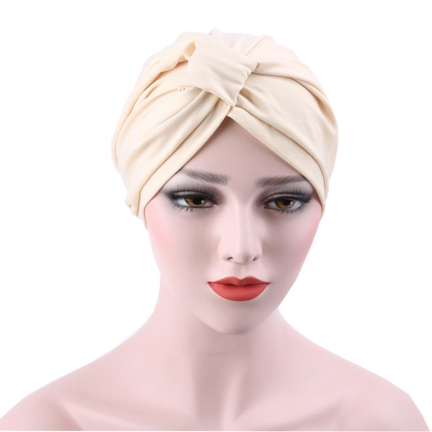 

Unisex Solid Color Headscarf: Ear Protection & Yoga Pullover Hat Adjustable бежевый