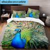 Peacock Displaying Plumage 3pcs Bedding,Including 1pc Duvet Cover And 2pcs Pillowcases Perfect for Christmas,Ideal for Bedroom, Dormitory