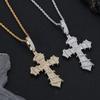 European and American Hip Hop Full Cross Skull Pendant Necklace Retro Street Style Zircon Twist Chain Jewelry Accessories