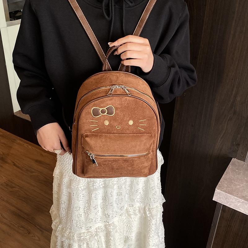 Schoolbag Korean Version Retro Bear Backpack 1011 New Niche Design Cute Kitten Schoolbag Versatile Mini Backpack