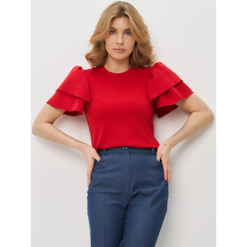 Splicing Chiffon Petal Short Sleeved Round Neck Women's T-shirt Slim Fit and Versatile Casual Top