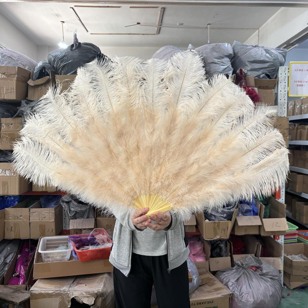 Mixing colour Ostrich Feather Hand Fan 70cm 100cm Fluffy Plumes Fan for Wedding Burlesque Stage Dance Performance Carnival Props
