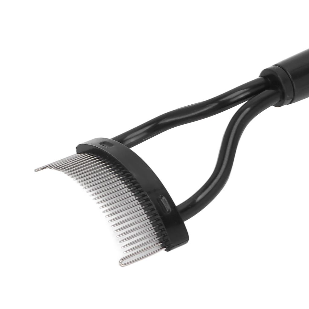 Wimpernkamm Gebogenes Design Separate Abdeckung Edelstahlmaterial Schwarzer Gerader Griff Wimperntrenner für die Schönheitsplege