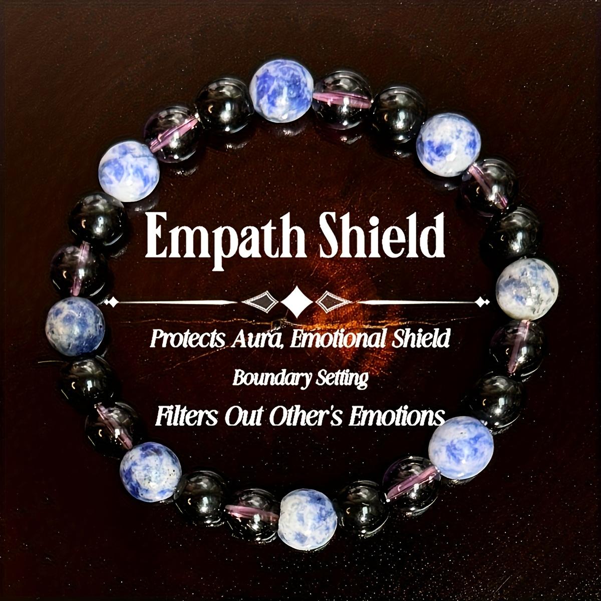 

1 шт. Браслет «Щит сострадания» с черными бусинами - Богемные эластичные украшения для эмоциональной защиты, защиты ауры и установления границ разноцветный