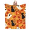 Happy Halloween Cartoon Blanket Cover Velvet  Warm Throw Blanket for Car Sofa Couch Bed Rug
