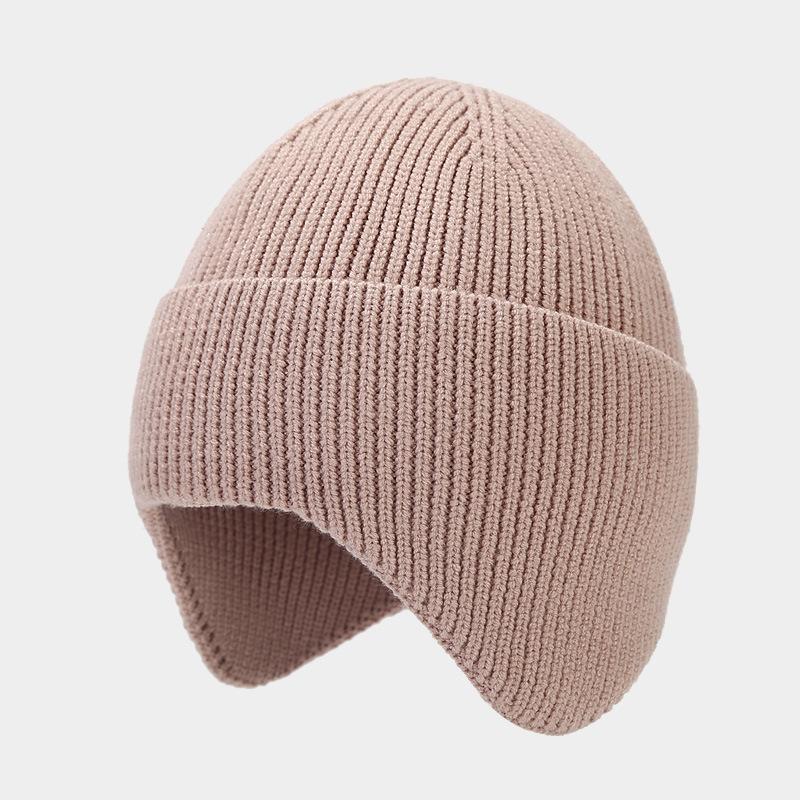 Autumn and winter new outdoor cold-proof ear protection knitted hat men's and women's simple solid color dome pullover hat warm hat tide