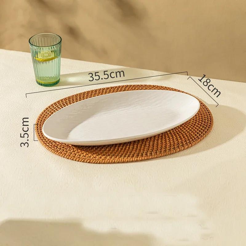 10-14 inch Ceramic Fish Plate  Oval Serving Plates  Trays and Platters Oven Safe  Porcelain Dinner Tray Serving Dishes for Meat