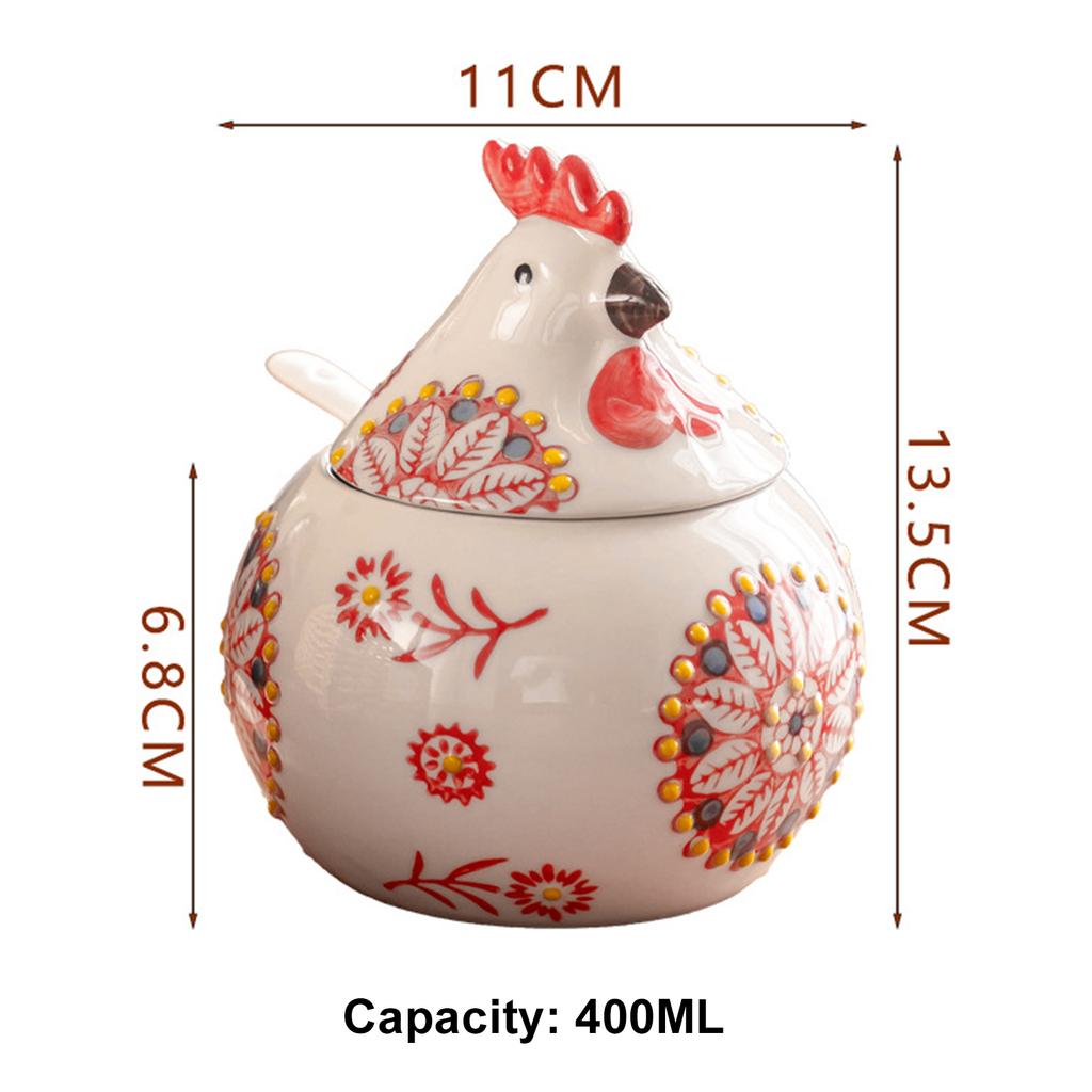 Chicken Shaped Ceramic Seasoning Dispenser Set with Lid Cute Chicken Shaped Seasoning Jars for Snacks Crackers and Easter Candy