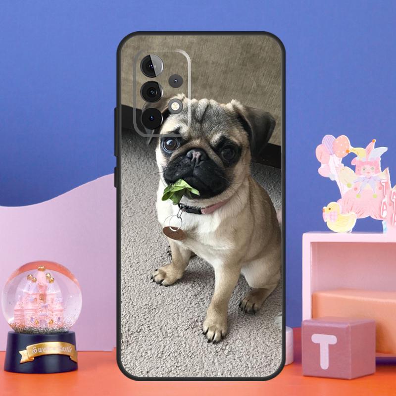 Cute Pug Dog Case For Samsung Galaxy A14 A24 A34 A54 A15 A25 A12 A22 A32 A52 A51 A71 A13 A33 A53 Cover
