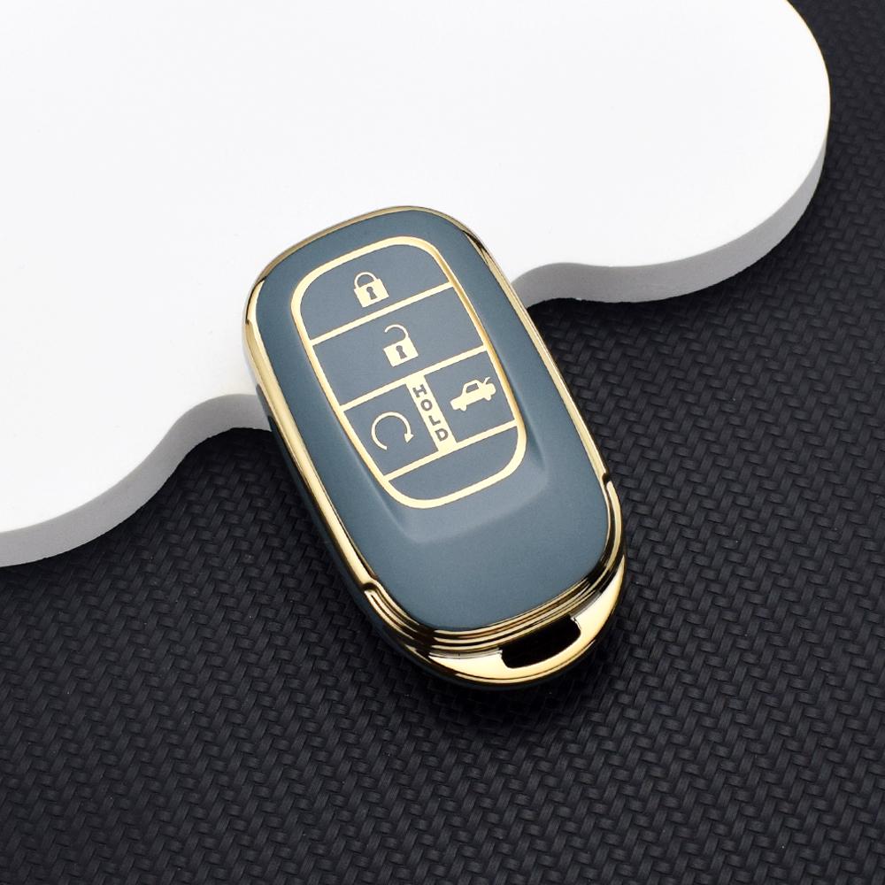 

4/5-Button TPU Smart Key Fob Cover for Honda CR-V HR-V Civic Accord Fit Pilot Passport – Durable Protective Case Key Chain Rings