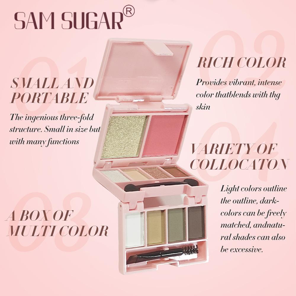 Palette Ombretti Colore Ricco Illuminante Fard Contouring Impermeabile Lunga Durata Portatile Mini Vassoio per Trucco a Tre Pieghe