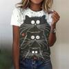 3D Printed Funny Animal T-Shirt for Women Cute Cat Graphic T Shirts Summer Harajuku Round Neck Tops Short Sleeves Loose Tees