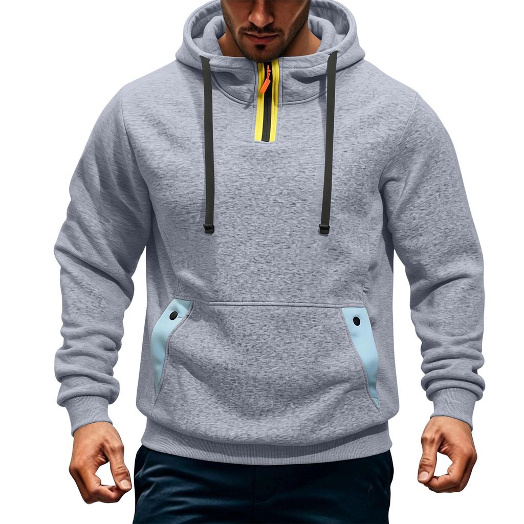 Men's Casual Loose Fit Color Block Hoodie for Fall and Winter Everyday Wear