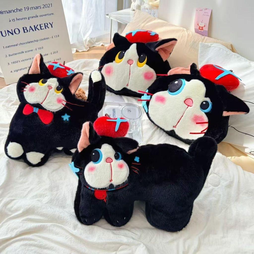 Black Cat Plush Pillow Cartoon Soft Toy Gift For Home Decor And Kids