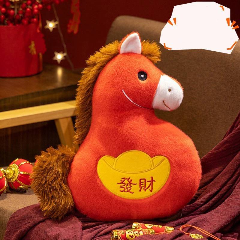 Chaveiro de Pônei de Pelúcia da Sorte do Ano do Cavalo Com Pelúcia Curta Macia Para Presente Coleção
