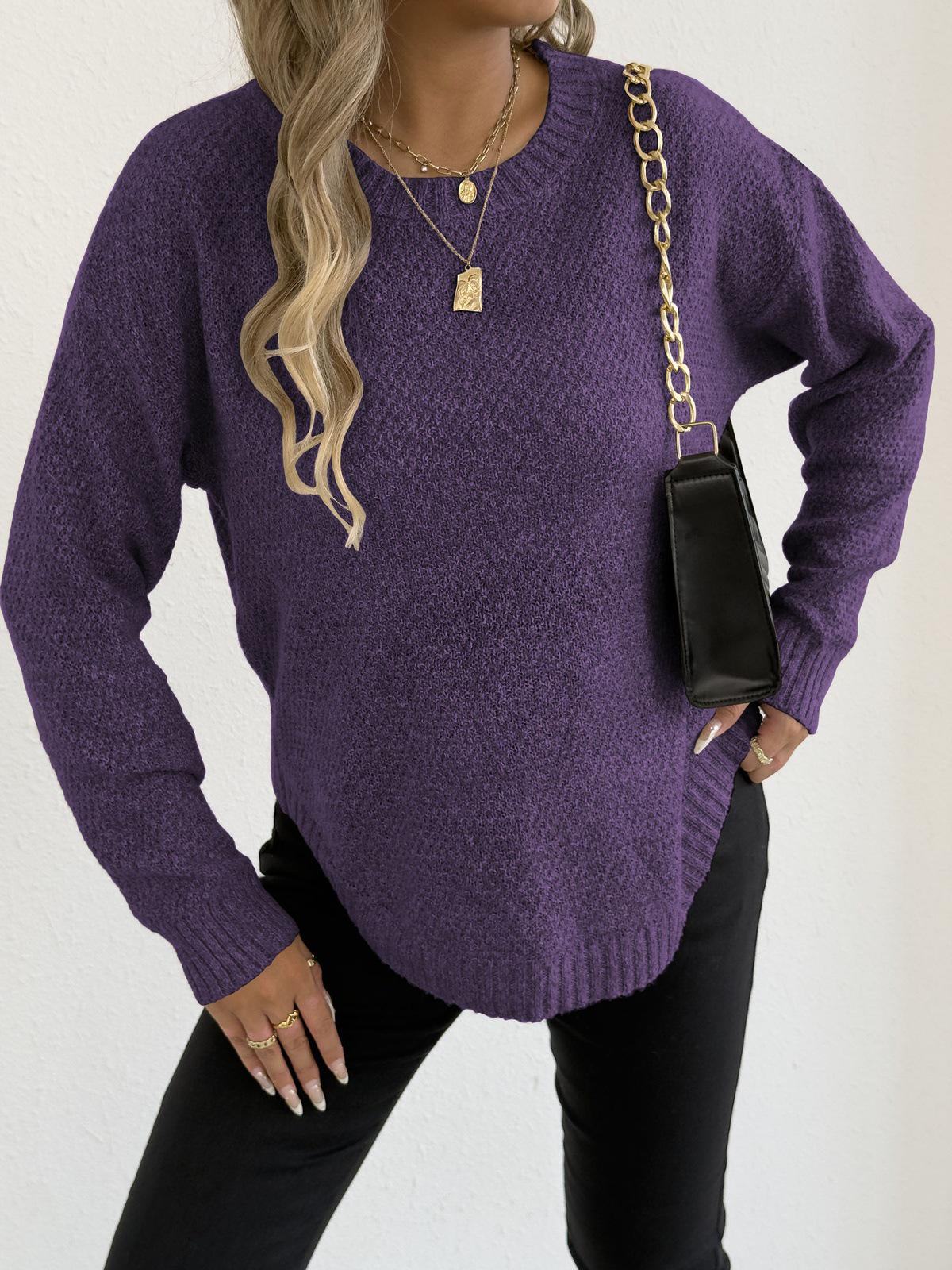 

In Stock: Jacquard Velvet Pullover - Women s Autumn/Winter Sweater Extra Large фиолетовый