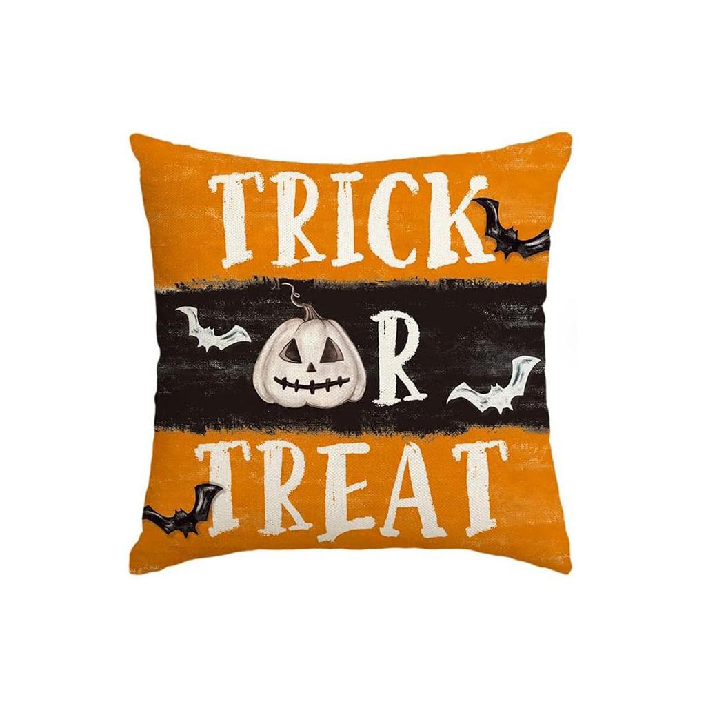 Halloween Decorative Linen Throw Pillow Cover With Single Sided Print (Pillow Insert Not Included)