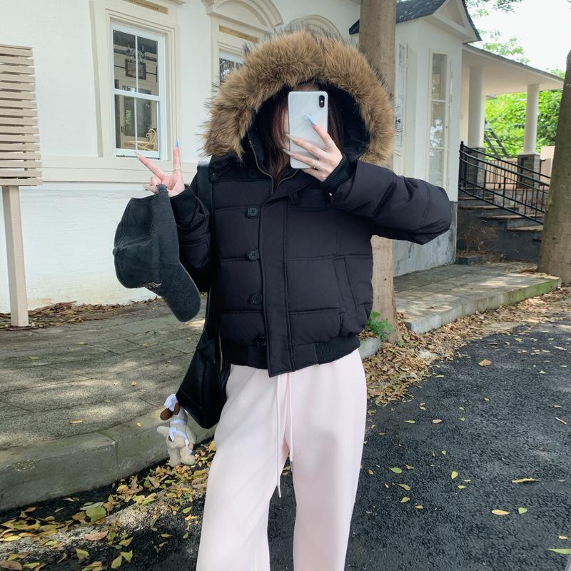 

Cotton clothes women s short winter new models small warm slim fit big fur collar jacket student XL Recommendations 145-170 чёрный