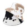 Black and white cow pattern bucket hat autumn and winter plush warm shopping versatile basin hat