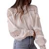 Summer Vacation Women's Sexy Crochet Hollow Out Flare Sleeve Lace Trim Crochet Cover Up Blouse Top