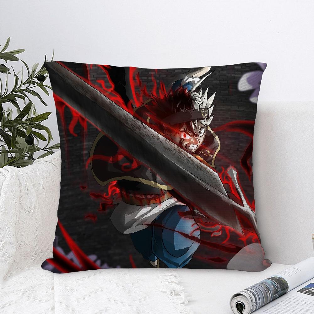 Cartoon Black C-Clover Pillow Case Sofa Decorative Home Double-sided Print Plush Square Throw Pillow Covers Cushion Decor Cover