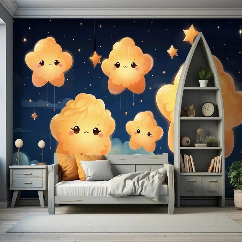 3d Wallpaper Children's Room Starry Sky Cartoon Star Background Wall Wallpaper Home Decor