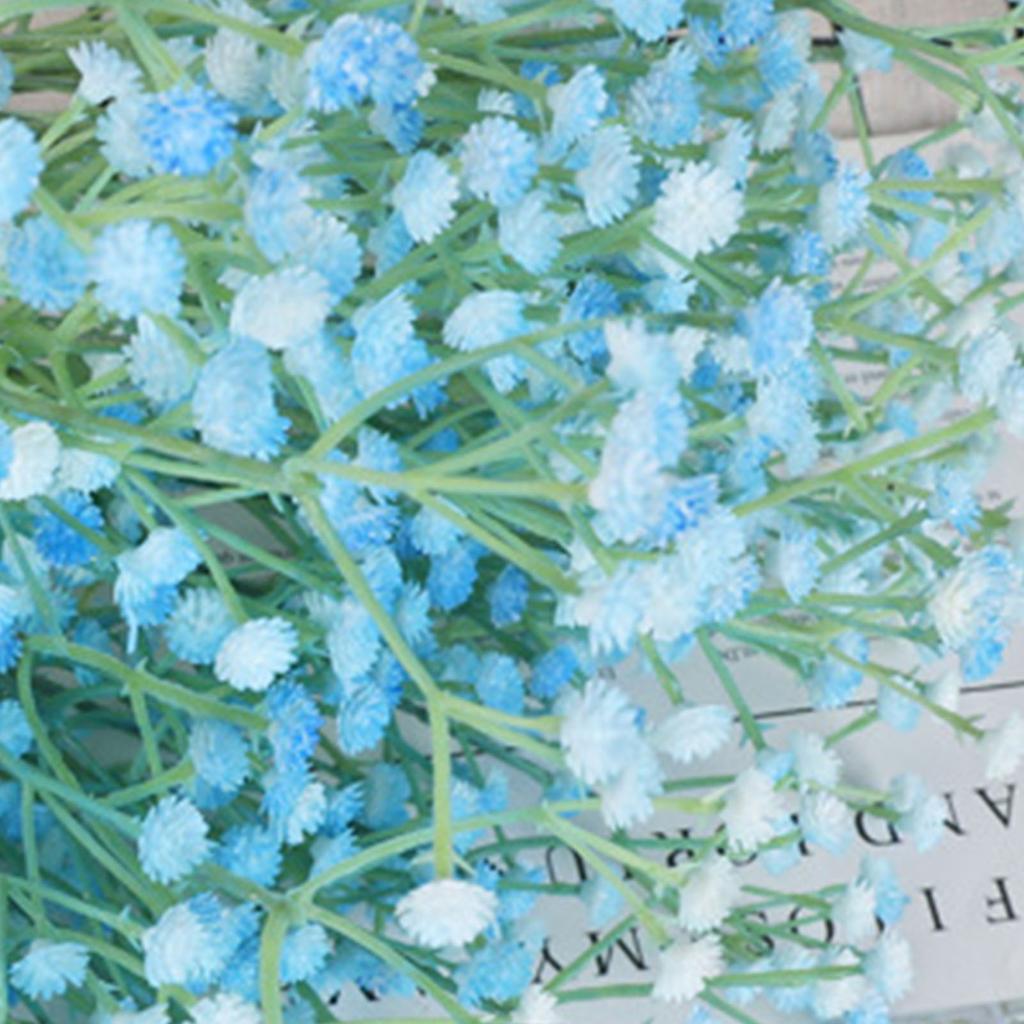 Babys Breath Artificial Flower 3 Branch Plastic Fake Gypsophila for Wedding Home Decor Blue