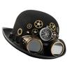 Adjustable Unisex Oval Top Hat With Rivets Decorations and Detachable Goggles Gothic Steampunk Headwear for Adults