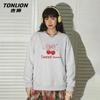 TonLion Damen Rundhals-Sweatshirt mit Schmetterlings- und Buchstaben-Print