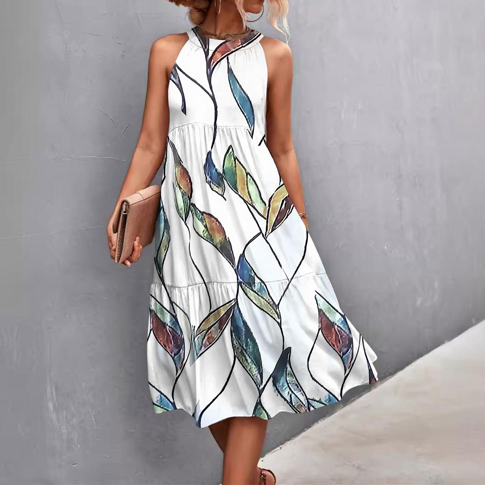 

Женские летние свободные повседневные пляжные платья без рукавов с однотонным принтом и висячим вырезом XXXXXL