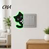 Night Light Guiding Stickers Glow In The Dark Black Cat Wall Sticker, Luminous Self-Adhesive Decorative Switch Guards for Hallway Decal, Cute