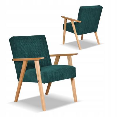 Armchair In PRL Retro Vintage Style SOLER Family Furniture Green Corduroy Anafi